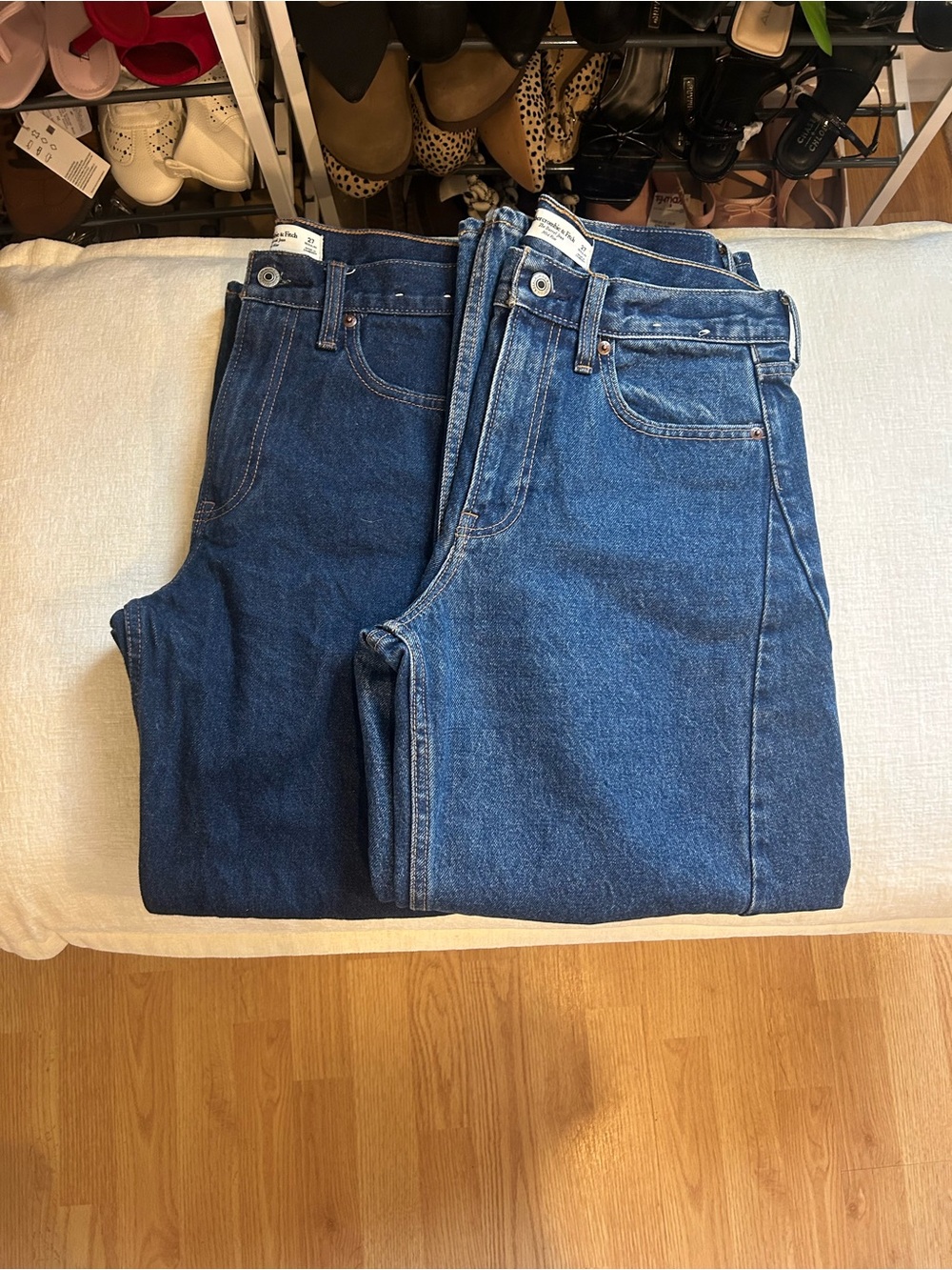Abercrombie & Fitch Mid Rise Barrel Jeans Bundle - Medium and Indigo Blue